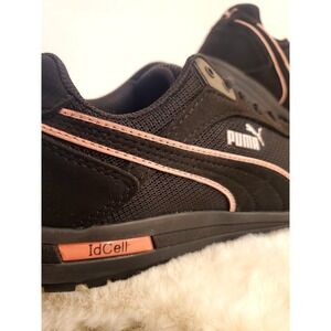 PUMA Safety Women's Frontside Low EH SR Composite Toe Work Shoe in Black & Peach